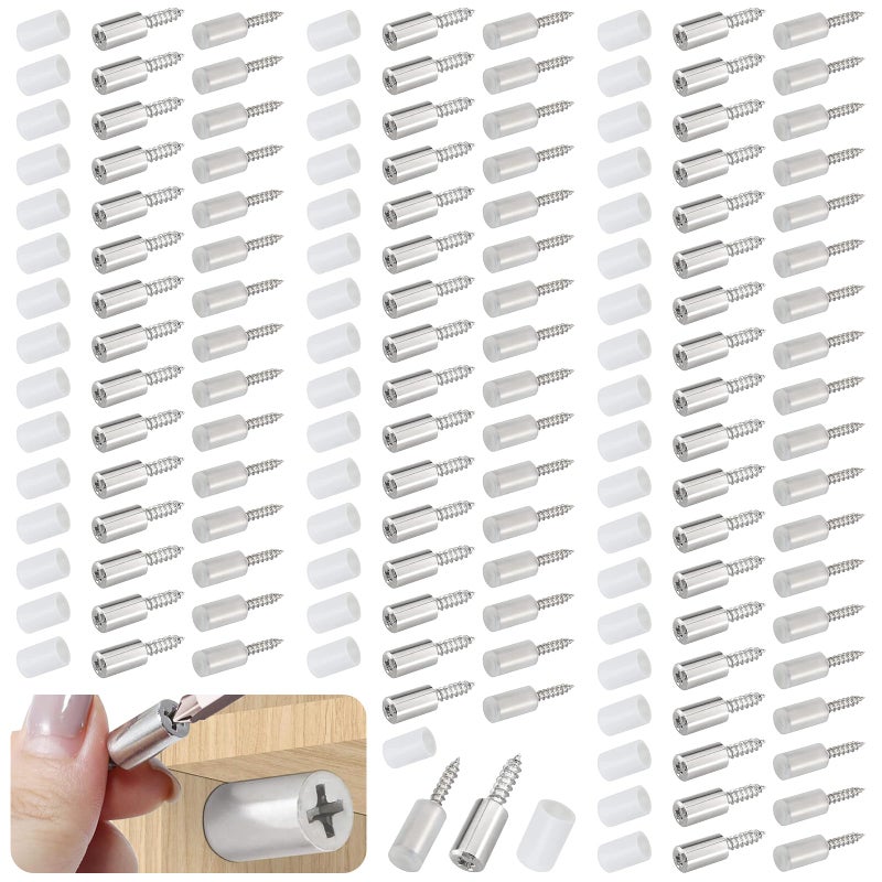 Iffitya 100 Pcs Self Tapping Screws Cabinet Laminate Support, Shelf Pins with Non-Slip Sleeve, Cabinet Shelf Pegs for Kitchen Utensils, Bookcases and Wardrobes, Fixed Support Self - Tapping Cross Screw - Image 1